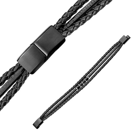 Men's Leather Bracelet, Black Leather Bracelet, Bracelet for Men, Men's Bracelet - Picture 8 of 9